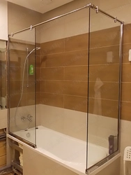 Glass partitions for bathroom sliding photo