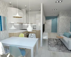 Studio apartment design 27 sq m with one window