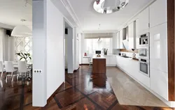 Floor Design In The Living Room Combined With The Kitchen