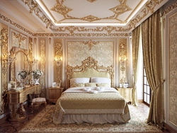 Golden bedroom interior photo