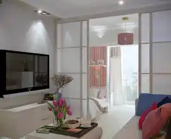 Living room interior with door to bedroom