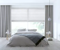 Roman blinds in a modern bedroom interior
