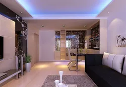 Suspended ceilings in the living room with lighting photo