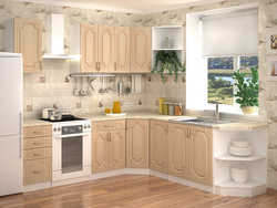 Beige kitchen design photo corner