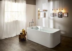 Freestanding bathtub in the bathroom interior