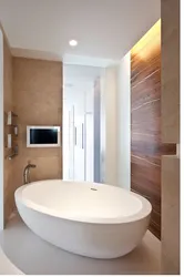 Freestanding bathtub in the bathroom interior
