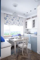 Photo of small blue kitchen