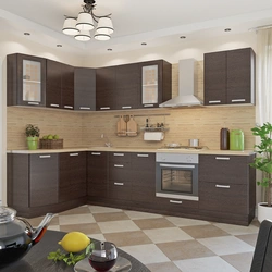 What color goes with brown in the kitchen interior photo