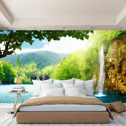 Photo on the entire bedroom wall