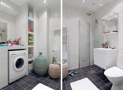 Bathroom design with bathtub and washing machine