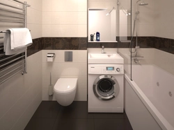Bathroom design with bathtub and washing machine