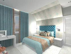 Bedroom interior in turquoise style