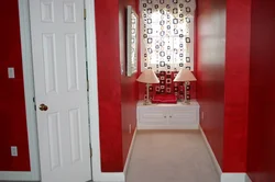 Red hallway in the interior photo