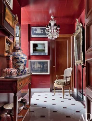 Red hallway in the interior photo