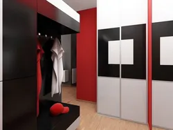 Red hallway in the interior photo