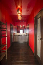 Red Hallway In The Interior Photo