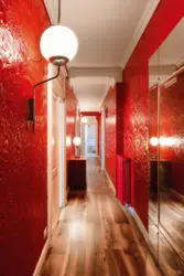 Red hallway in the interior photo