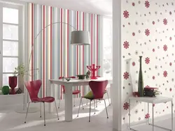 How to wallpaper a kitchen with two types of wallpaper photo