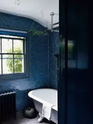 Bathroom Design With Blue Floor