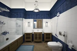 Bathroom design with blue floor