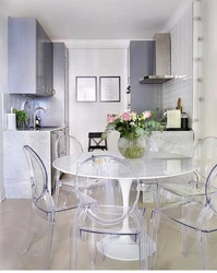 Light chairs in the kitchen interior