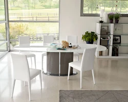 Light chairs in the kitchen interior