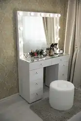 Ladies table with mirror in the bedroom with lighting photo