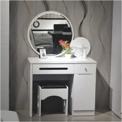 Ladies table with mirror in the bedroom with lighting photo