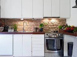 Kitchen design with brick splashback