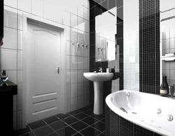 Dark Tiles On The Bathroom Floor Photo