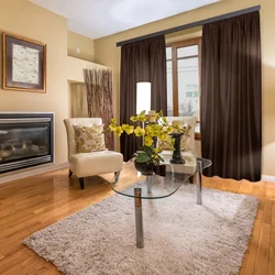 Combination of curtains in the living room interior