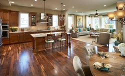 Living room design with kitchen table