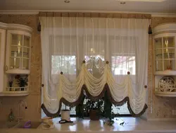 French curtains in the living room interior