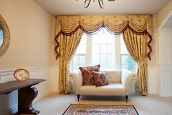 French curtains in the living room interior