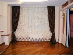 French curtains in the living room interior