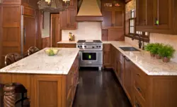 Kitchen interior with wooden furniture