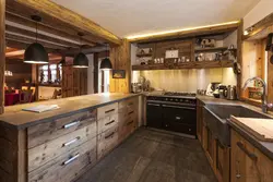 Kitchen interior with wooden furniture