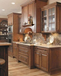 Kitchen interior with wooden furniture