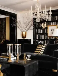 Black living room interior