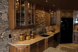 White kitchen with artificial stone photo