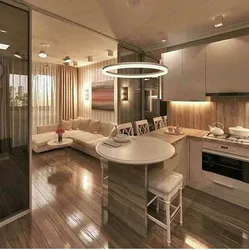 Design of a 2-room apartment with a kitchen and living room