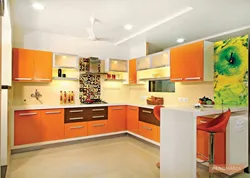 Colors combined with orange in the kitchen interior