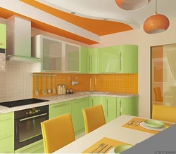 Colors combined with orange in the kitchen interior