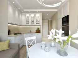 Design kitchen 9 sq.m. with refrigerator