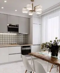 Design kitchen 9 sq.m. with refrigerator