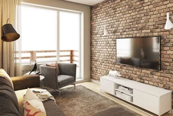 Living room design brick wall