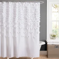 Fabric curtains for the bathroom photo