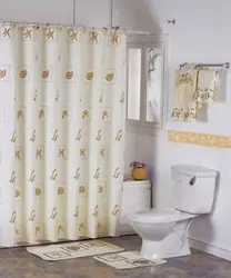 Fabric curtains for the bathroom photo