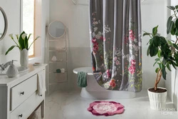 Fabric curtains for the bathroom photo