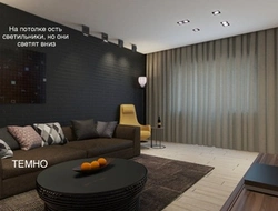 Living room in a modern style in dark colors photo
